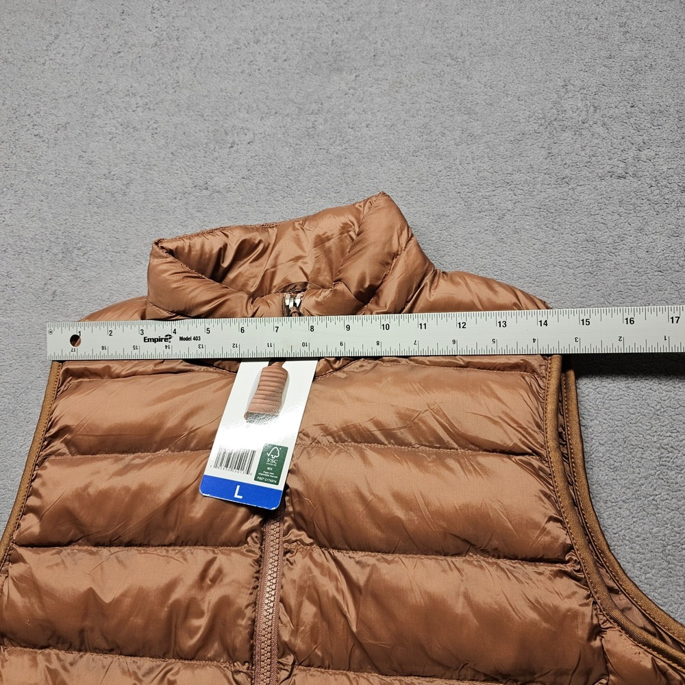 NWT 32 Degrees Heat Puffer Vest Women Size L Brown Lightweight Quilted Full Zip - Picture 4 of 12